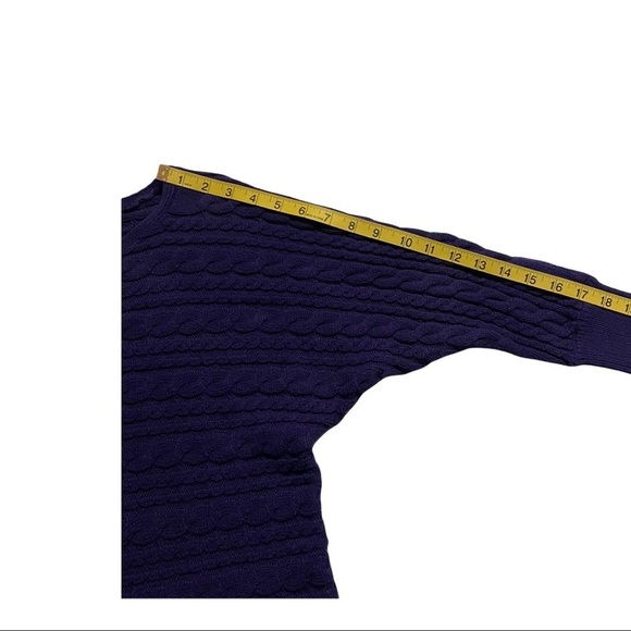 Banana Republic Factory Purple Large 3/4 Sleeve Cable Knit Sweater - Picture 7 of 7